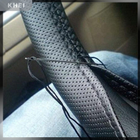 ราคา KHEI ปลอกหุ้มพวงมาลัยรถยนต์รถบรรทุกพร้อมเข็มและด้ายสีดำแบบ DIY ใหม่ (20803371434)