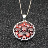 ราคา Hermosa Wedding Gifts Natural Red Garnet Silver Color For Women Charms Pendant Chain Necklace 20 Inch (11374088137)