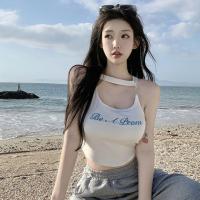 ราคา เสื้อครอปท็อปเซ็กซี่ ปักลายตัวอักษร โชว์สะดือสำหรับผู้หญิง (18808360339)