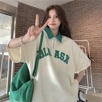 ราคา Molisa Fashion เสื้อ polo เสื้อแขนสั้น เสื้อยืดผูหญิง อเมริกัน วินเทจ ไซส์ใหญ่ ใส่สบายๆ MI23022313 (17817302767)