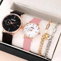 ราคา 4Pcs ชุดแฟชั่นคนรักนาฬิกาผู้ชายหรูหราหนังผู้หญิงนาฬิกาควอตซ์ทองคำสีกุหลาบธุรกิจนาฬิกาข้อมือ Casual Reloj Muje (21170348733)
