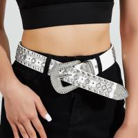 ราคา Baoblaze Women Rhinestone Belt Eyelet Belt PU Leather Belt for Skirt Corset Trousers (20853899716)