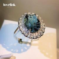 ราคา แหวนหมั้นแต่งงานเพชรเม็ดเดี่ยววงหินบุษราคัมสีฟ้าหรูสำหรับผู้หญิงหญิงสาว (19234814336)