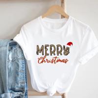 ราคา เสื้อยืดพิมพ์ลายสำหรับผู้หญิงเสื้อยืดลายกราฟิกแขนสั้นสำหรับผู้หญิงเสื้อผ้าแฟชั่นวันหยุดปีใหม่เทศกาลไฟคริสมาสต์ (20600594458)