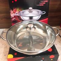 ราคา หม้อสุกี้ หม้อสุกี้ 2 ช่อง หม้อสุกี วัสดุสเตนเลสอย่างหนา ไม่เป็นสนิม ขนาด 32cm หม้อสุกี้วัสดุสแตนเลส พร้อมส่ง หม้อสุกี้ หม้อชาบู 2 ช่อง (11742372615)