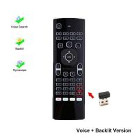 ราคา MX3 Smart Voice Remote Control Air Mouse Backlit MX3 2 4G RF Wireless Keyboard IR Learning For Android 9 0 TV BOX X96 H96 MAX (20516104136)