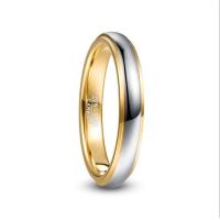 ราคา BONLAVIE 4mm Width Domed Polished Step Gold Color Plating Tungsten Steel Mens Ring Wedding Band Tungsten Carbide Ring (19987211208)