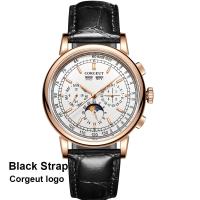 ราคา Corgeut Moon Phase นาฬิกาข้อมือ42Mm Top nd Mechanical White Dial Silver Year Month Week 316L SS Case นาฬิกาอัตโนมัติ Menhot (19627671432)