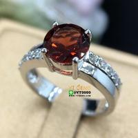 ราคา แหวนโกเมน แหวนเงินแท้ ชุบทองคำขาว พลอยโกเมนแท้ YTG 8515 (17406187968)