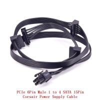 ราคา CORSAIR 6Pin ตัวผู้1ถึง4 SATA 15Pin PCIe สายมินนิ่ง GPU สายเคเบิลพลังงานสำหรับ RMX RMi SF CS HXi TX PSU RM650X RM750X 850X 650i 750i SF450 CX450M 750 CS450M 550เมตร650เมตร750เมตร1000i 850i HX750i 750ม