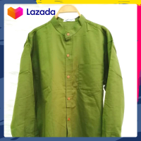 ราคา เสื้อเชิ้ตคอจีนผู้ชาย แขนยาว สีเขียวขี้ม้า ผ้าอ๊อกฟอร์ด (12529658792)