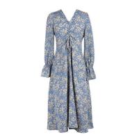 ราคา ชุดเดรสกระโปรง ผ้าชีฟอง คอวี เอวสูง ลายดอกไม้ สีฟ้า สไตล์ฝรั่งเศส สําหรับสตรี (16427166769)