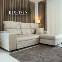 ราคา ส่งฟรี โซฟาเบด ทรงแอล L Shape รุ่น Boston Sofa Bed Size W240xD92 Bed165 xH82 By CCR Furniture (15929521579)