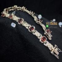 ราคา สร้อยข้อมือโกเมน สร้อยข้อมือเงินแท้ ชุบทองคำขาว พลอยโกเมนแท้ YTG 9159 (17439721338)