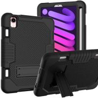 ราคา เคสไอแพดขนาดเล็ก6พร้อมที่ใส่ปากกาเคสป้องกันสองชั้นพลาสติกแข็งยางซิลิโคนนิ่มกันกระแทกทนทานมีขาตั้งในตัวสำหรับ Apple iPad Mini 6th 8 3นิ้ว2021 (631266975)