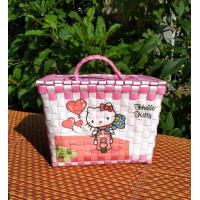 ราคา กระเป๋าสานพลาสติกลายคิตตี้แบบฝาปิดขนาด15 19 16 แบบใหม่ (8152196623)