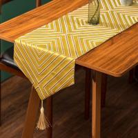 ราคา Luxury Gold Table Runner Jacquard Tablecloth Narrow with Tassels for Dinning Table Wedding Party Christmas Decoration Bed Runner (19992334339)