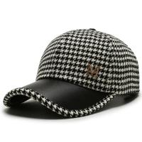ราคา 2022สีน้ำตาล Houndstooth หมวกเบสบอลสำหรับผู้ชายฤดูร้อนสไตล์อังกฤษลายสก๊อตผู้หญิงหมวกยี่ห้อ Bone Trucker หมวก Casquette Homme (14745374148)