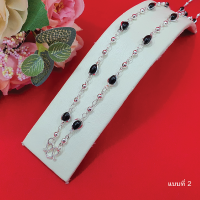 ราคา สร้อยคอเงินหินสีคั่นเม็ดพริก ความยาว 24 นิ้ว สร้อยคอแฟชั่น เสริมบารมี สร้อยหิน โกเมน นิล หยก ใส่ในชีวิตประจำวัน ใส่อาบน้ำได้ (16520102358)