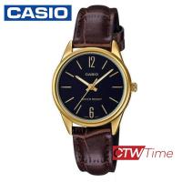 ราคา ส่งฟรี Casio นาฬิกาข้อมือผู้หญิง สายหนัง รุ่น LTP V005GL 1BUDF หน้าดำ (219154403)