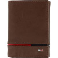ราคา Tommy Hilfiger Mens Leather Leif RFID Trifold Wallet with Double ID Brown (15916623939)