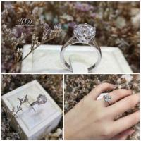 ราคา แหวนเพชรชู 3 กะรัต เพชรสังเคราะห์เหลี่ยม H A นำเข้าเพชรเอง โรงงานทำเพชรแท้กว่า30ปีค่ะ (19152500626)