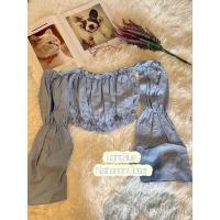 ราคา เสื้อครอปผ้าฝ้าย สม๊อคอก แขนยาว 022 เสื้อแขนตุ๊กตา สีพาสเทล เอวลอยสม๊อคช่วงอกและไหล่ (17202964473)