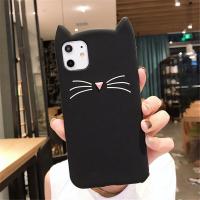 ราคา Cute 3D Cartoon Silicon Case for iPhone 11 Pro X XR XS Max 5 5s SE 6 6s 7 8 Plus 8Pus 7Plus Glitter Beard Cat Lovely Ears Cover (11348175075)