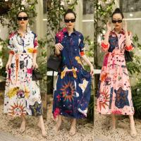 ราคา เดรสยาวทรงเชิ้ตลายยิปซี พร้อมเชือกคาดเอว VSHOP (19080066531)