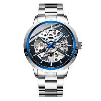 ราคา IK Colouring นาฬิกาข้อมือผู้ชายสำหรับผู้ชายโครงกระดูกสแตนเลสนาฬิกาข้อมือกลไกนาฬิกา Relogio Masculino (19921406960)