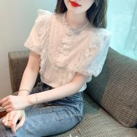 ราคา YIGE เสื้อสตรีแต่งลูกไม้สวยๆสีขาวเสื้อเชิ้ตแขนพองหวานๆดีไซน์ฤดูร้อน2023เสื้อสไตล์หัวเข็มขัดย้อนยุค (18676671766)