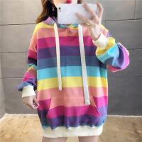 ราคา NGT เกาหลี ทันสมัยที่สุดชุดวินเทจผู้หญิง ผู้หญิงสายรุ้งลายเสื้อยืดสไตล์เกาหลีที่มีสีสันแขนยาวแฟชั่นลำลอง (5611746888)