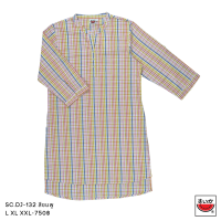 ราคา แตงโม SUIKA เสื้อคอจีนเจาะสาบแขนสามส่วนตัวยาวเจาะกระเป๋าข้าง ลายสก๊อต SC DJ (18076565430)