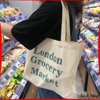 ราคา First กระเป๋า ผ้าแคนวาสแฟชั่นสไตล์ เกาหลี สกรีน อักษร canvas bag (14158347483)
