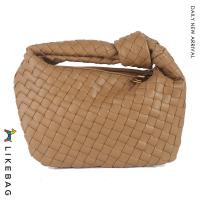 ราคา LIKEBAG ตะกร้าสานมีซิปกระเป๋าสานแท้แฟชั่นหนัง PU กระเป๋าถือทอมือสำหรับผู้หญิง (14483826505)