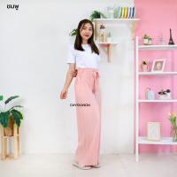ราคา 9909 กางเกง เอวสูง ขายาว อัดพลีท เอวขนมจีบ ขาตัดปลาย แต่งขอบ ระบาย สไตล์เกาหลี (21247057292)