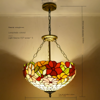 ราคา ทิฟฟานี่ฐานเหล็กเพดานกระจกสีหลากสี Lampu Gantung Ruang Tamu ตุรกีขนาด40ซม โคมไฟแขวนสำหรับร้านคาเฟ่บาร์บ้าน (18614508198)