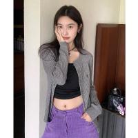 ราคา Nantao Autumn and Winter New round Neck Cardigan Womens Loose Embroidered Sweater Coat Cable Knit Sweater Casual All Matching Tops (21155412106)