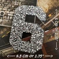 ราคา ตัวเลข เพชรวิบวับ คริสตัล สีขาวเงิน ตัวรีดติดเสื้อ ตัวรีด ติดกระเป๋า ติดหมวก ติดแจ๊คเก็ต NUMBER Patch (19892510595)