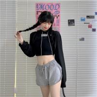 ราคา เสื้อครอปมีฮู้ด ไม่มีซับในแถม เสื้อตัวสั้น เสื้อครอปแฟชั่นสำหรับนักเต้น เสื้อครอปแขนยาว เสื้อสายเต้น (19891854564)