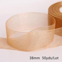 ราคา ริบบิ้นผ้าชีฟองโปร่งขนาดกว้าง38มม เย็บปักสำหรับห่อของขวัญ DIY ริบบิ้นลูกไม้ตกแต่งงานแต่งงาน50หลา ล็อต (12253494973)
