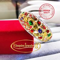 ราคา INSPIRE JEWELRY กำไลพลอยทับทิบชาตั้ม งานฝังหนามเตยครึ่งวง และฉลุลายครึ่งวง สวยงามมาก เปิดปิดง่าย งานจิวเวลลี่ ราคาเบาๆ gold plated (16873616157)