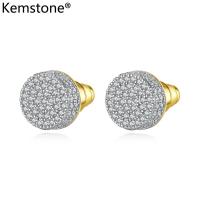 ราคา Kemstoneที่เรียบง่ายรอบคริสตัลทองสีดำตุ้มหูสตรีเครื่องประดับผู้หญิงของขวัญ (3137282876)