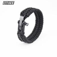 ราคา เชือกอยู่รอด Paracord สร้อยข้อมือกลางแจ้งตั้งแคมป์เดินป่าเหล็กกุญแจมือหัวเข็มขัด (15245935285)