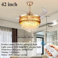 ราคา โคมไฟเพดาน พัดลมโคมไฟ โคมไฟพัดลมเพดาน พัดลมเพดาน พัดลมติดเพดาน โคมไฟคริสตัล เปลี่ยนสีไฟได้3สี มีรีโมทควบคุม ไฟพัดลมอัจฉริยะLED ไฟระย้า (21278455379)