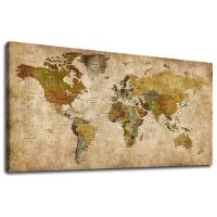 ราคา Vintage World Map Canvas Wall Art Picture Antiqued Map of The World Canvas Painting Artwork Prints for Office Wall Decor Home Living Room Decors Frame (16711547214)