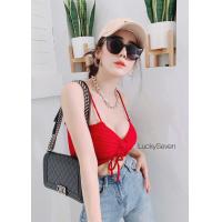 ราคา เสื้อสายเดี่ยวไหมพรมเชือกรูดด้านหน้า น่ารักกรุบกริบผ้านุ่มไม่บาดผิว งานสวยมาก free size แมทซ์ง่าย (8669562585)