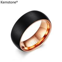 ราคา Kemstone แหวนทังสเตนดำ 8 มม ทองคำสีกุหลาบสีแหวนผู้ชายเครื่องประดับทังสเตน (118637952)