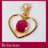 ราคา จี้ ประดับด้วย พลอยทับทิม และเพชร เบลเยี่ยม ตัวเรือนทองคำแท้ 18K จี้ชิ้นนี้สามารถนำไปคล้องกับสร้อยได้หลากหลายสไตล์ พร้อมใบรับประกัน (19801882413)