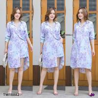 ราคา TW18882 Set2 ชิ้น สาวอวบ เสื้อตัวยาว กางเกงขาสั้น (20254383645)